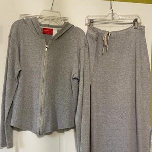 Liz Claiborne Sports Set Long Skirt and Zip Front Cardigan Heather Gray